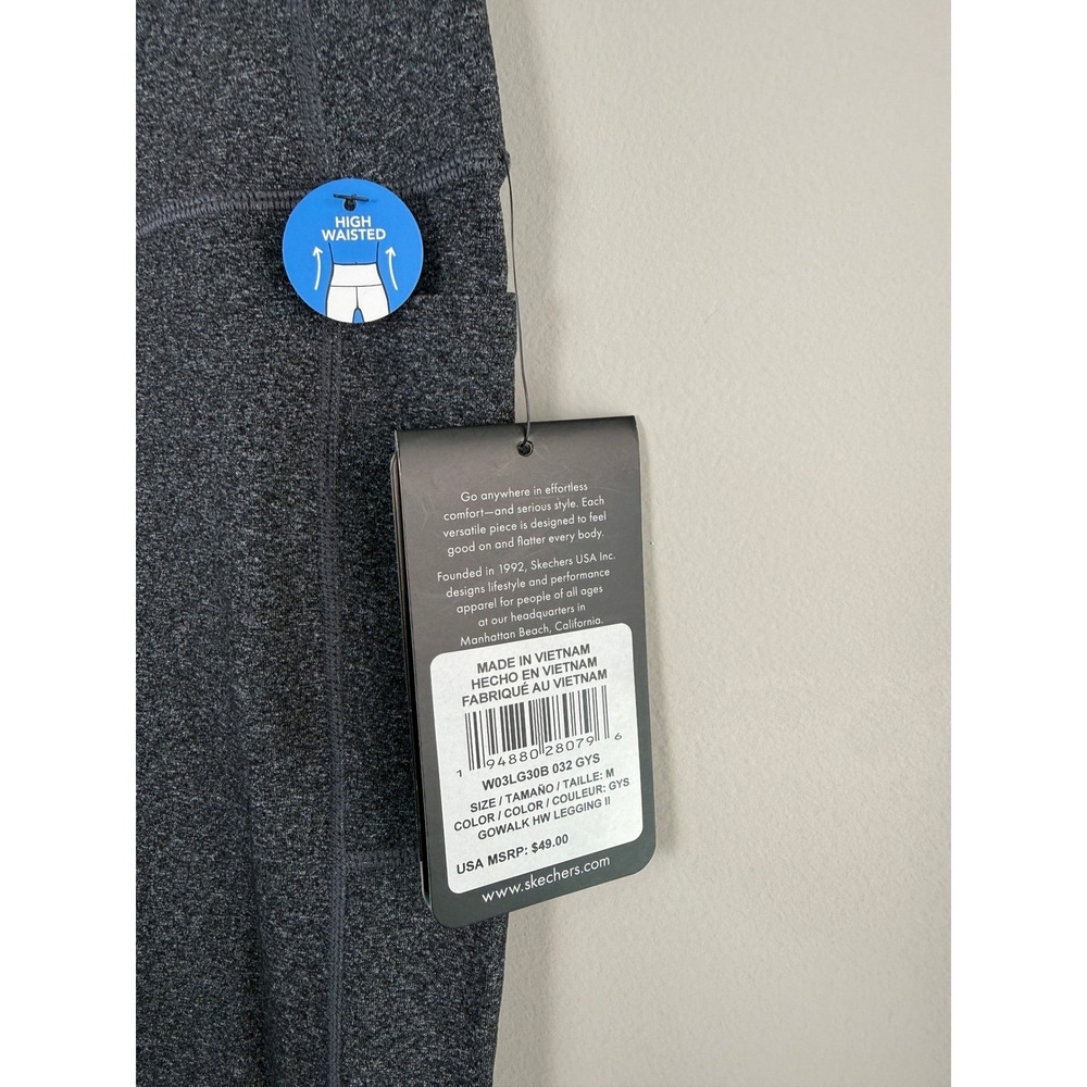 Skechers GO WALK High Waisted Legging Charcoal Heather Grey Women's Size Medium - Picture 2 of 5